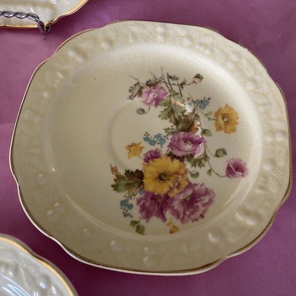 Crocksville China 5” Saucer Plates 838 Floral USA Farmhouse Cottage Brun… - Picture 5 of 6